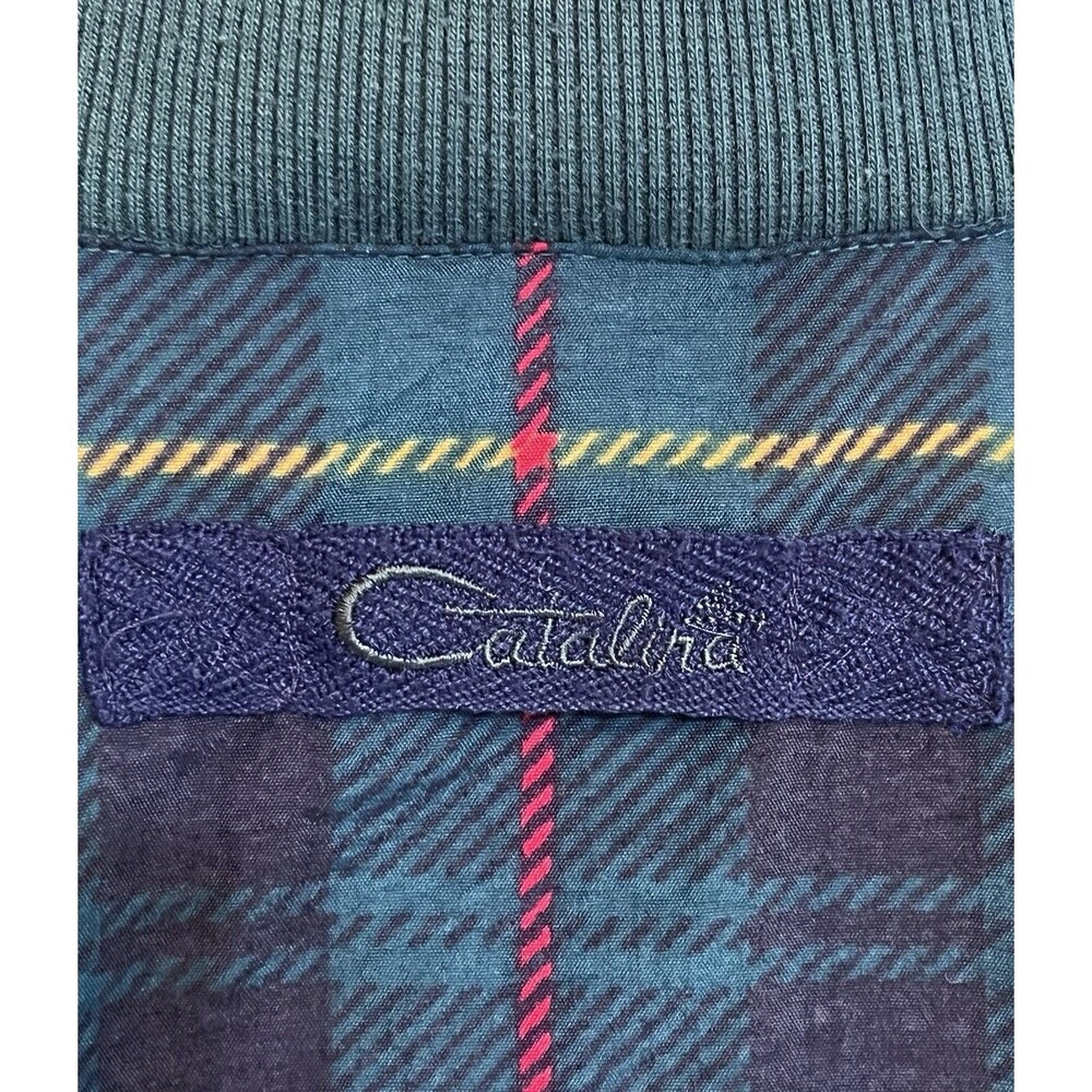 VTG 80s Catalina Bomber Varsity Windbreaker Plaid Jacket Mens S Green Blue Golf - Picture 5 of 8